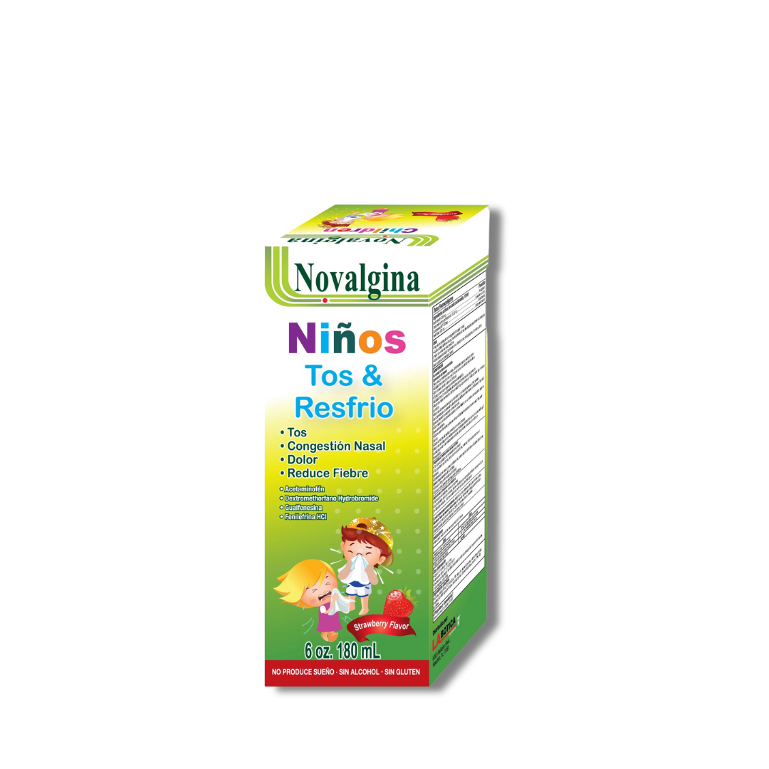 Novalgina Ninos Tos & Resfrio Strawberry 6oz  (La Botica)
