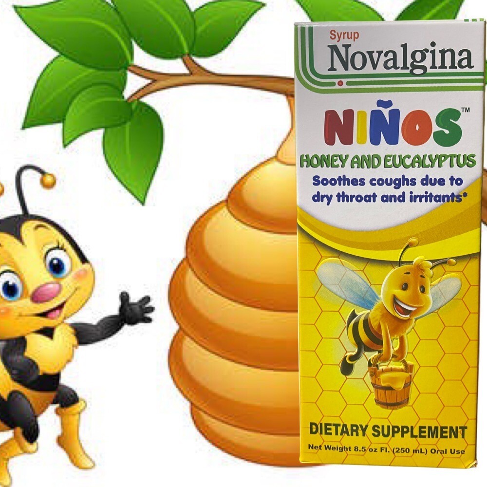 Novalgina Ninos Miel Y Eucalipto Tos & Resfrio Strawberry 6oz  (La Botica)