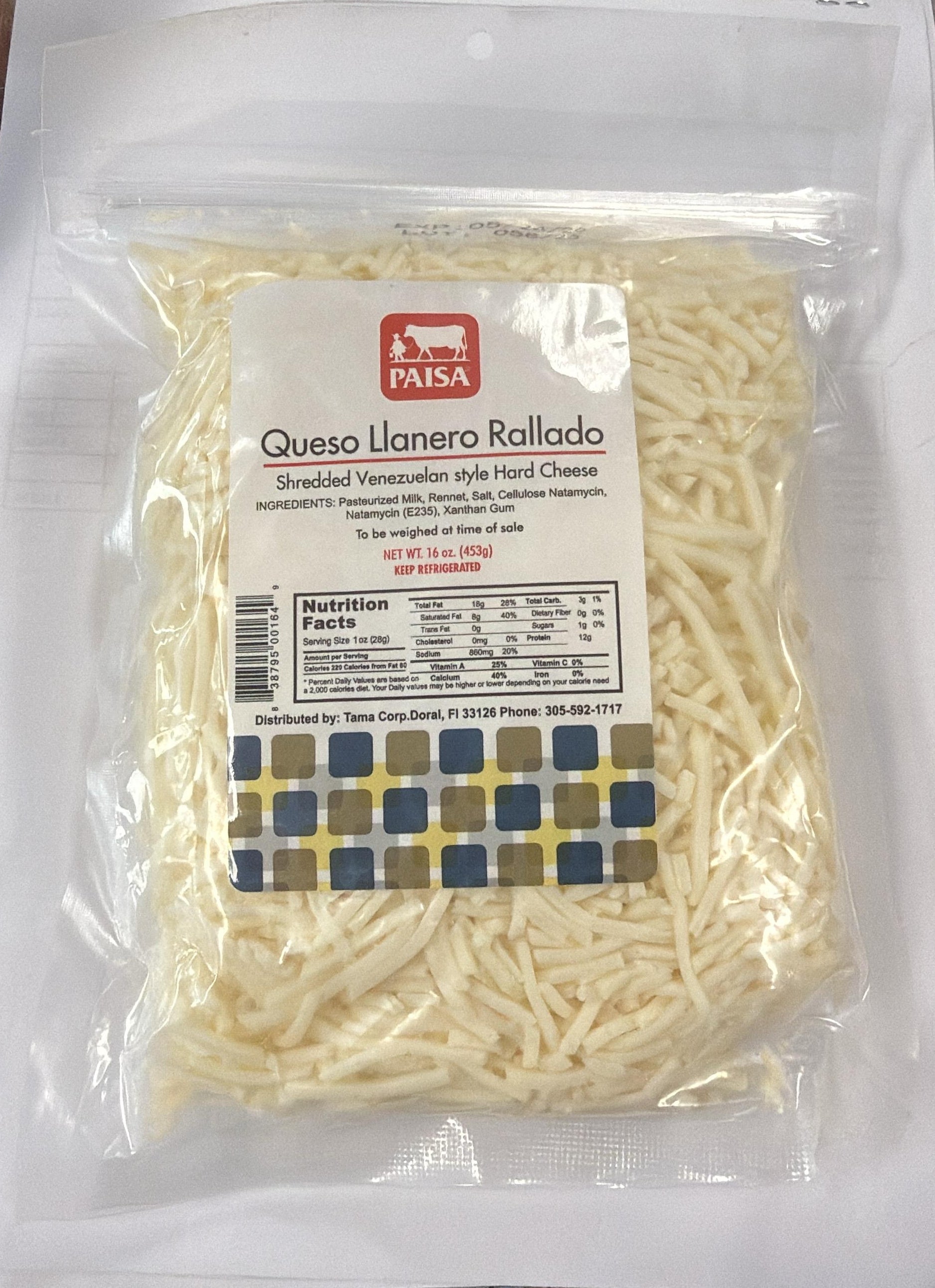 Paisa Queso llanero rallado 16oz