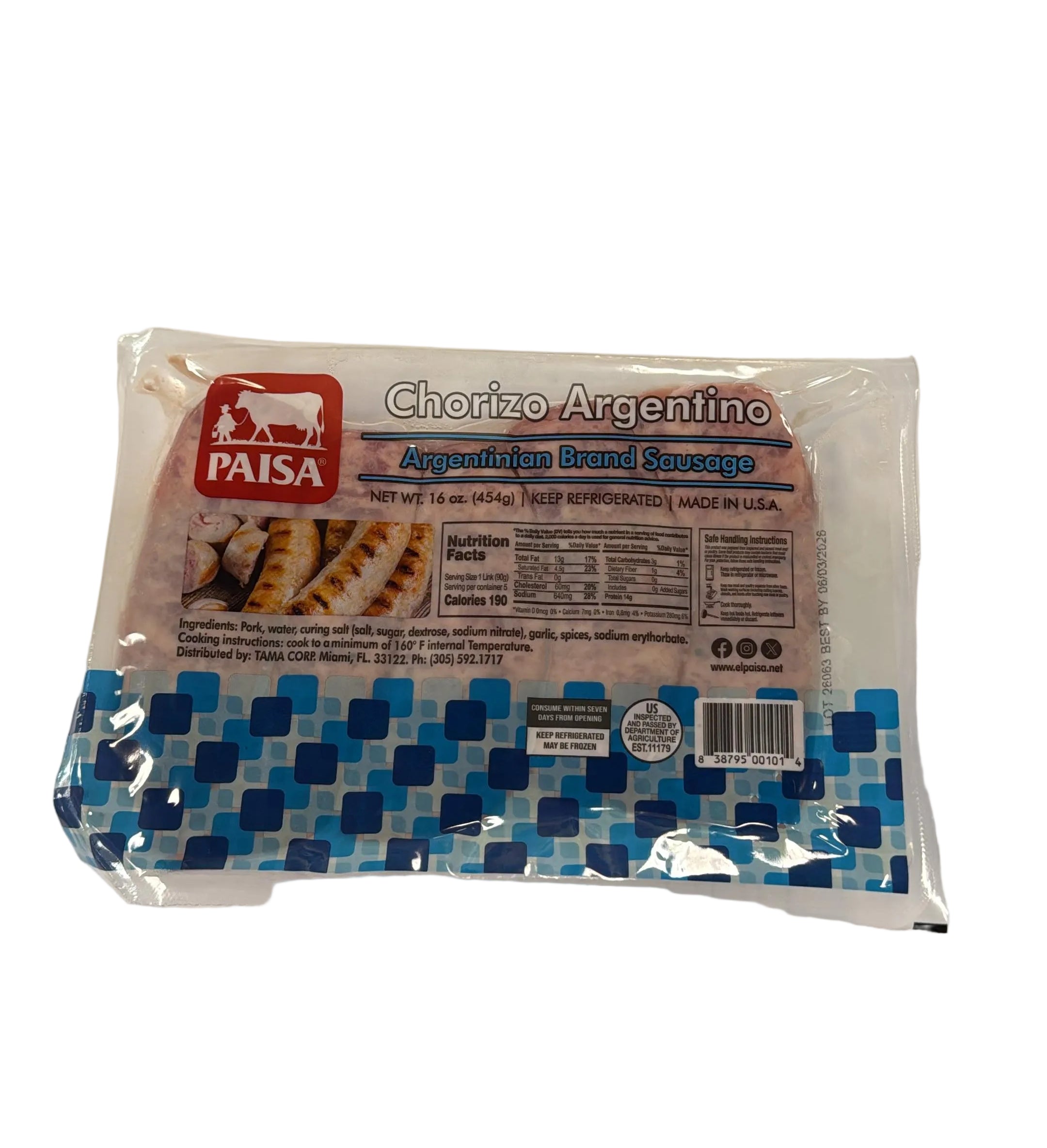 Paisa chorizo argentino 16oz