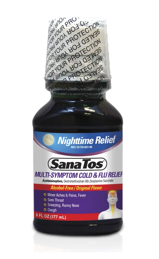 SanaTos Nightime Relief MULTI-SYMPTOM COLD & FLU RELIEF 6fl oz (PHARMADEL)